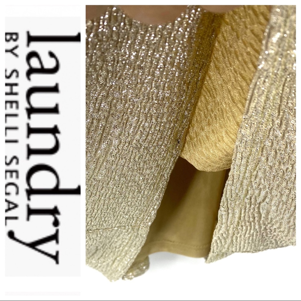 💕SALE💕 Laundry by Shelli Segal Gold Shimmer Cocktail Dress - Picture 6 of 10